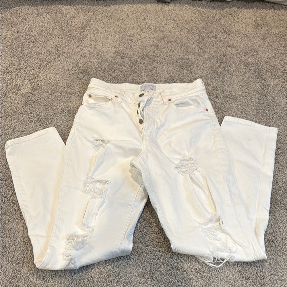 Lucky brand drew MOM distressed White Jeans